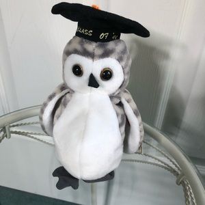 Vintage 1999 Ty Beanie Baby Wiser the Owl Class of '99 Graduation Plush